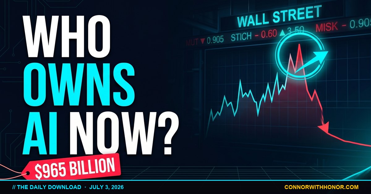 Who Owns AI Now? The Daily Download for July 3, 2026, on a Wall Street backdrop.